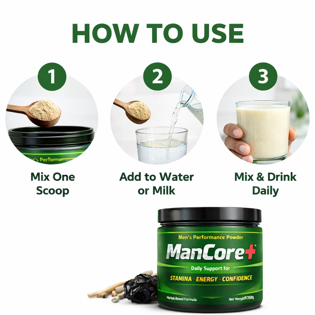 ManCore+ Men’s Performance Powder | Daily Support for Stamina, Energy & Confidence